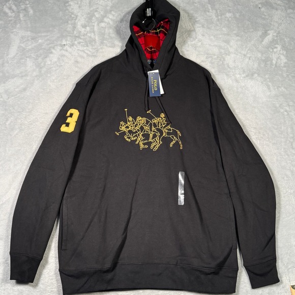Polo Ralph Lauren Other - Ralph Lauren Hoodie LT Large Tall Black Gold Triple Pony Match‎ Lunar New Year
